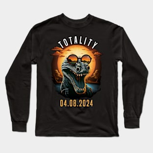 Totality 04.08.24 Crocodile Sunglasses Solar Eclipse 2024 Long Sleeve T-Shirt